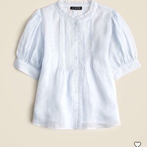 J. Crew lace-trim pintuck top in ramie